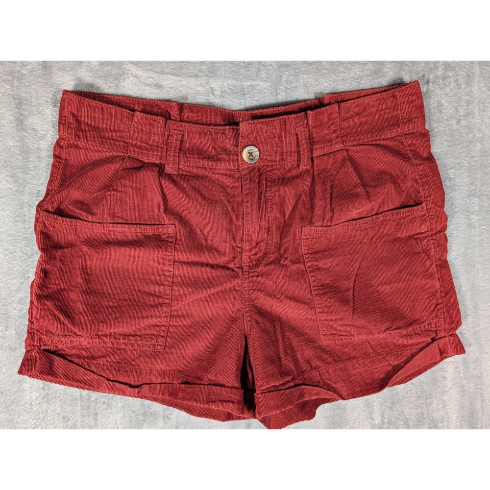 SO Womens Burgundy Corduroy Utility Shorts High-Rise Cuffed Size 11 Patch Pocket